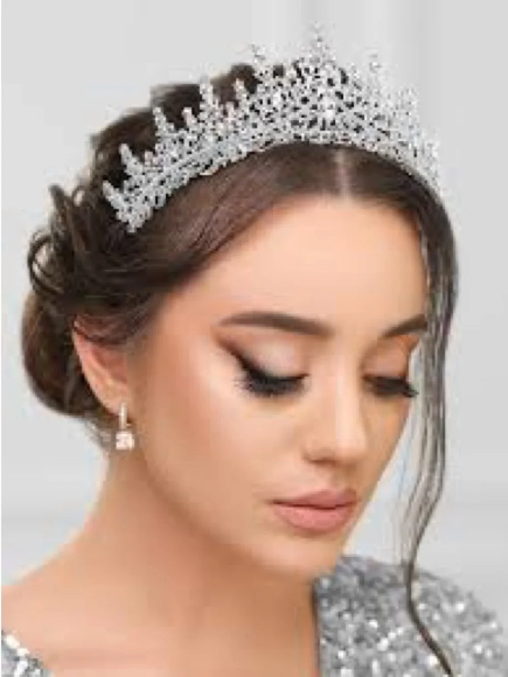 Crystal Bridal Tiara Crown in Silver